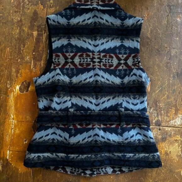Vintage Pendleton Wool Vest Size Small Southwest Navajo Belted Zip Virgin Wool - Picture 7 of 9